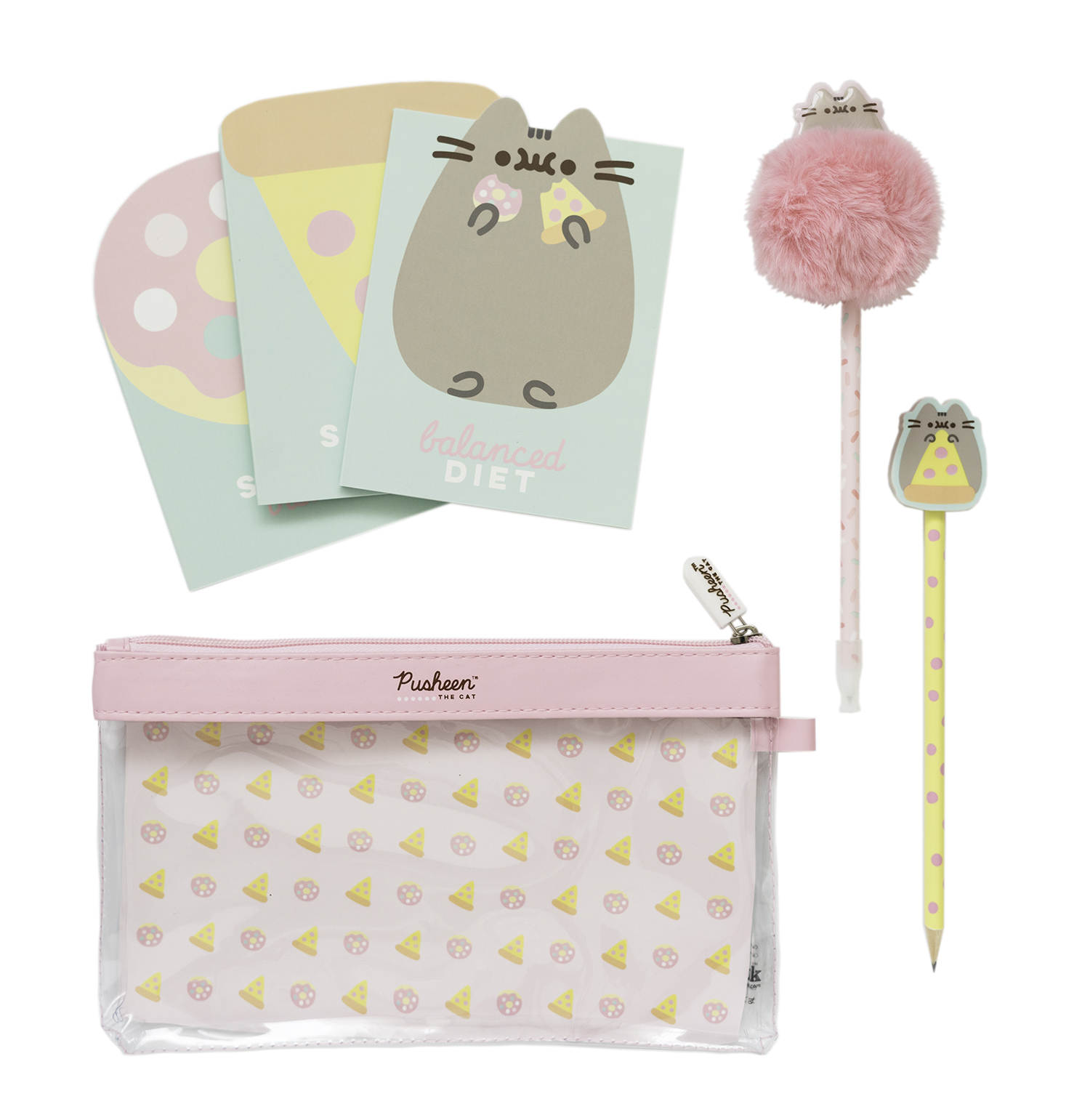 Official Pusheen Pencil Case Stationery Set, Writting Set with Pen
